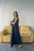 TENCEL KOLSUZ SALAŞ ELBİSE - İndigo resmi